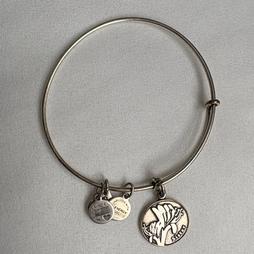 Alex and Ani Silver Sister Charm Bangle Bracelet